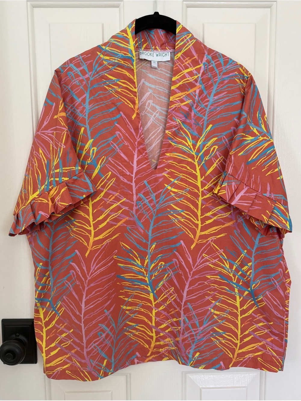 Brooke Wright Designs Palm Frond Kimono Pleat Top- L/XL